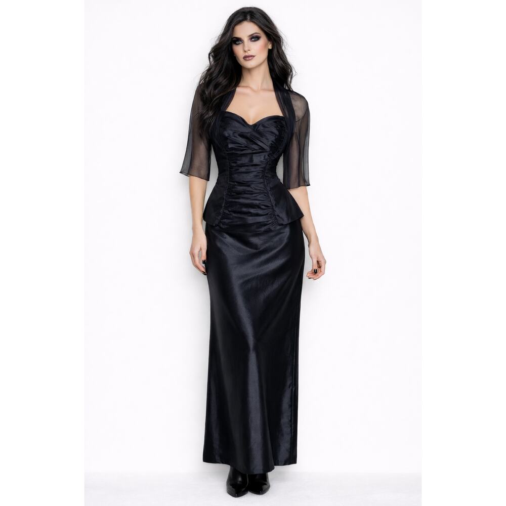 VINTAGE 1980s black 2 piece formal dress Whimsigoth Witchy FIts Size 6/8